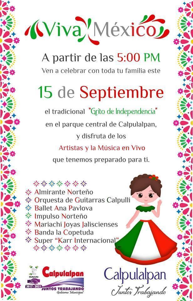 Calpulalpan está listo para celebrar el Grito de Independencia