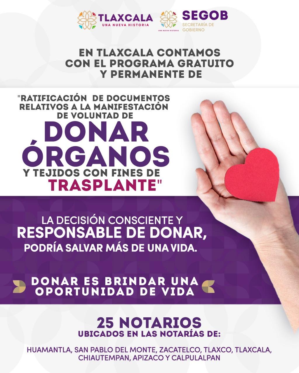 Continúa  campaña de donación de órganos y tejidos con fines de trasplante