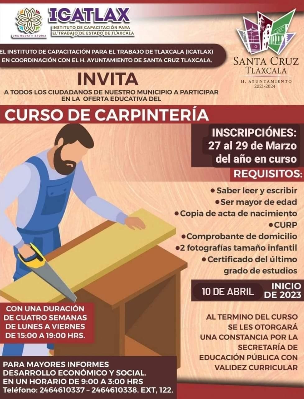 Curso de Carpintería, en Santa Cruz Tlaxcala
