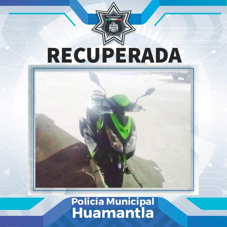 Ubican policías municipales de Huamantla motocicleta con reporte de robo