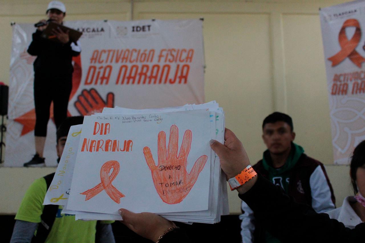 Conmemora IDET día naranja en Tocatlán con activación física