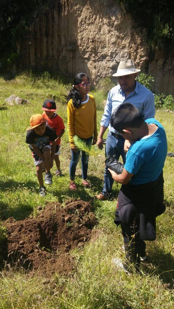 Niños difusores reforestan barranca de Actipan en San Pablo del Monte
