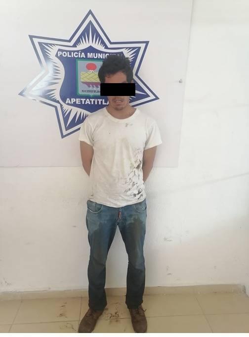 Policía de Apetatitlán logra la detención de un masculino por robo de cable de alumbrado 