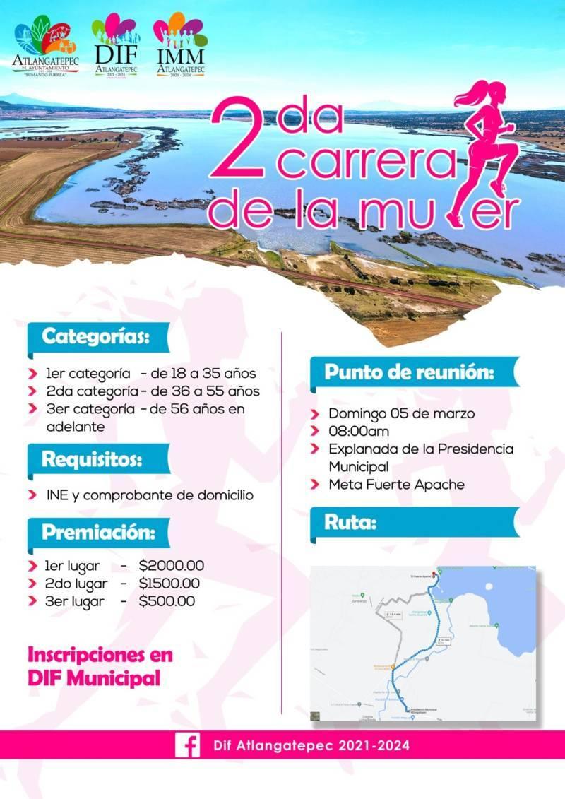 Abren invitación para participar en la 2da carrera de la mujer en Atlangatepec 