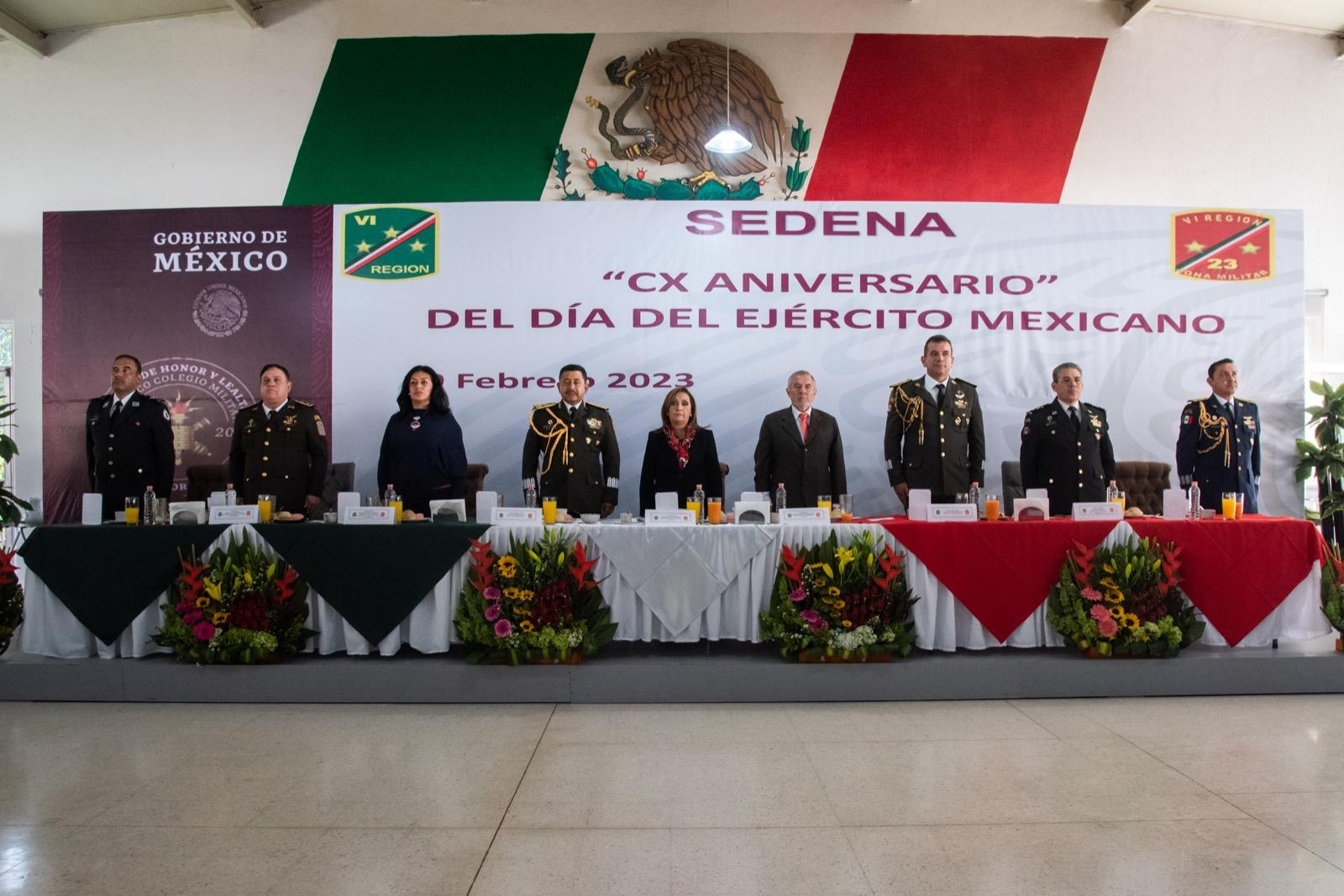 Gobernadora Lorena Cuéllar presidió el CX Aniversario del Ejército Mexicano