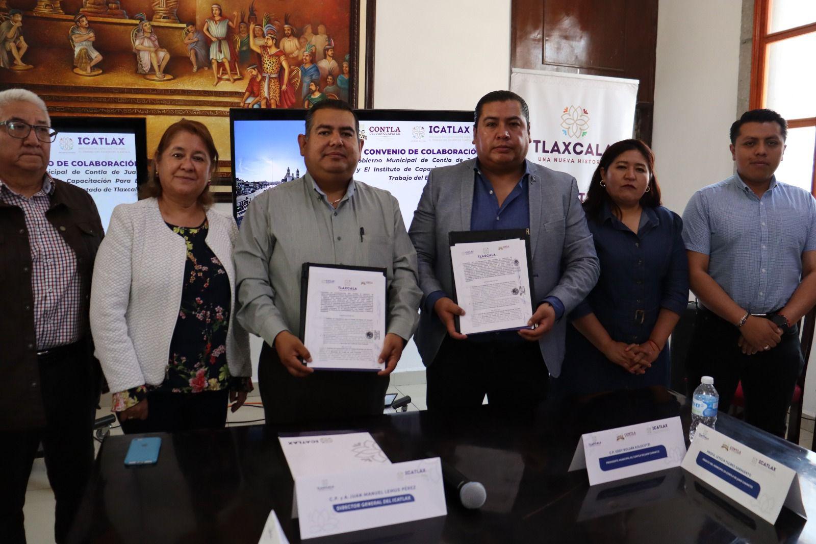 Firma Gobierno de Contla Convenio de colaboración con ICATLAX