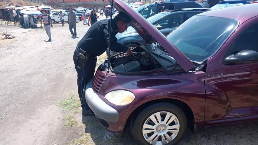 Inspecciona Policía Municipal de Chiautempan en coordinación con la SSC lote de autos para prevención del delito 