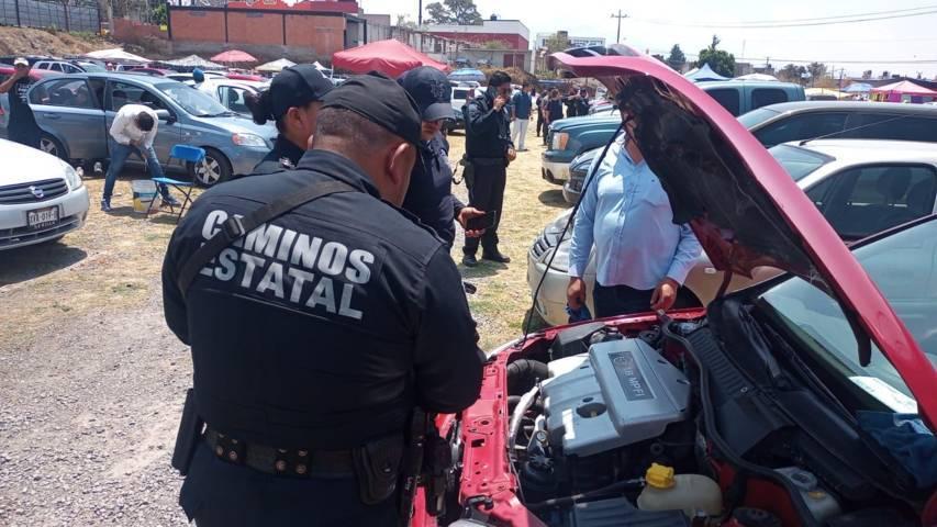 Inspecciona Policía Municipal de Chiautempan en coordinación con la SSC lote de autos para prevención del delito 