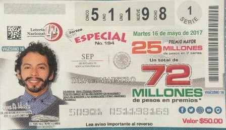 Tlaxcalteca es distinguido en billetes de la Lotería Nacional