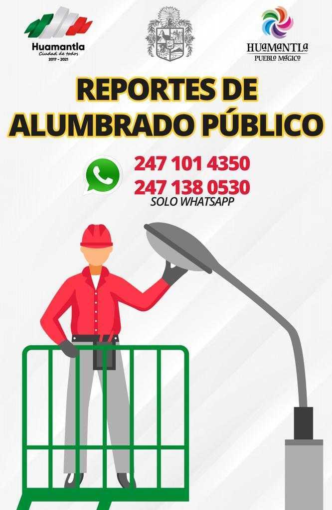Gobierno de Huamantla habilita números telefónicos para reportar fallas en alumbrado público
