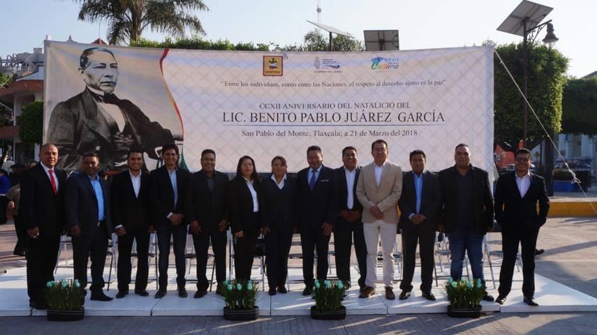 Ayuntamiento de San Pablo del Monte conmemora el natalicio de Benito Juárez