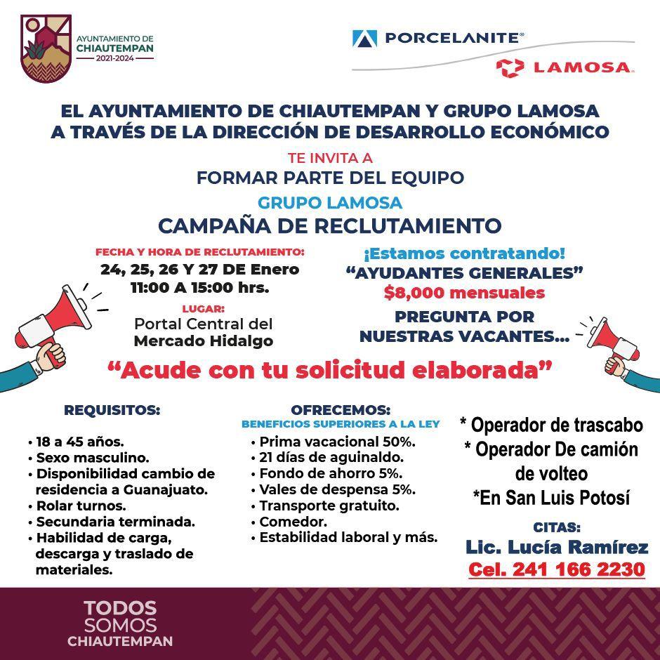 Vacantes disponibles en Grupo Lamosa para trabajar en Guanajuato y San Luis Potosí