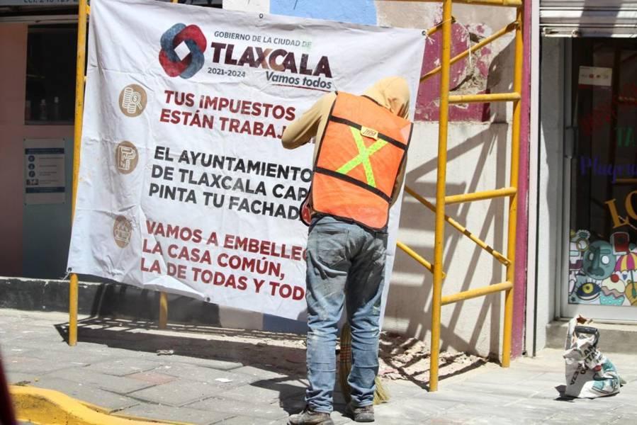 Continúan los trabajos de restauración del Centro Histórico de Tlaxcala  