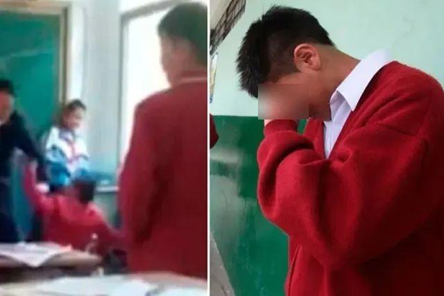 Perú: Joven hace bullying a su compañero y maestro lo agarra a cinturonazos