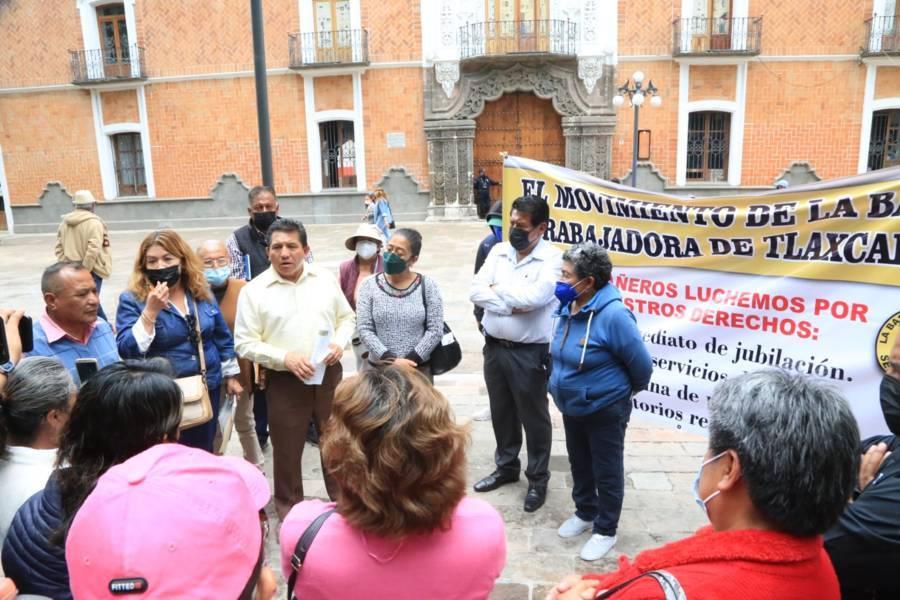 Llegan a acuerdos integrantes del Movimiento de la Base Trabajadora de Tlaxcala y Gobierno