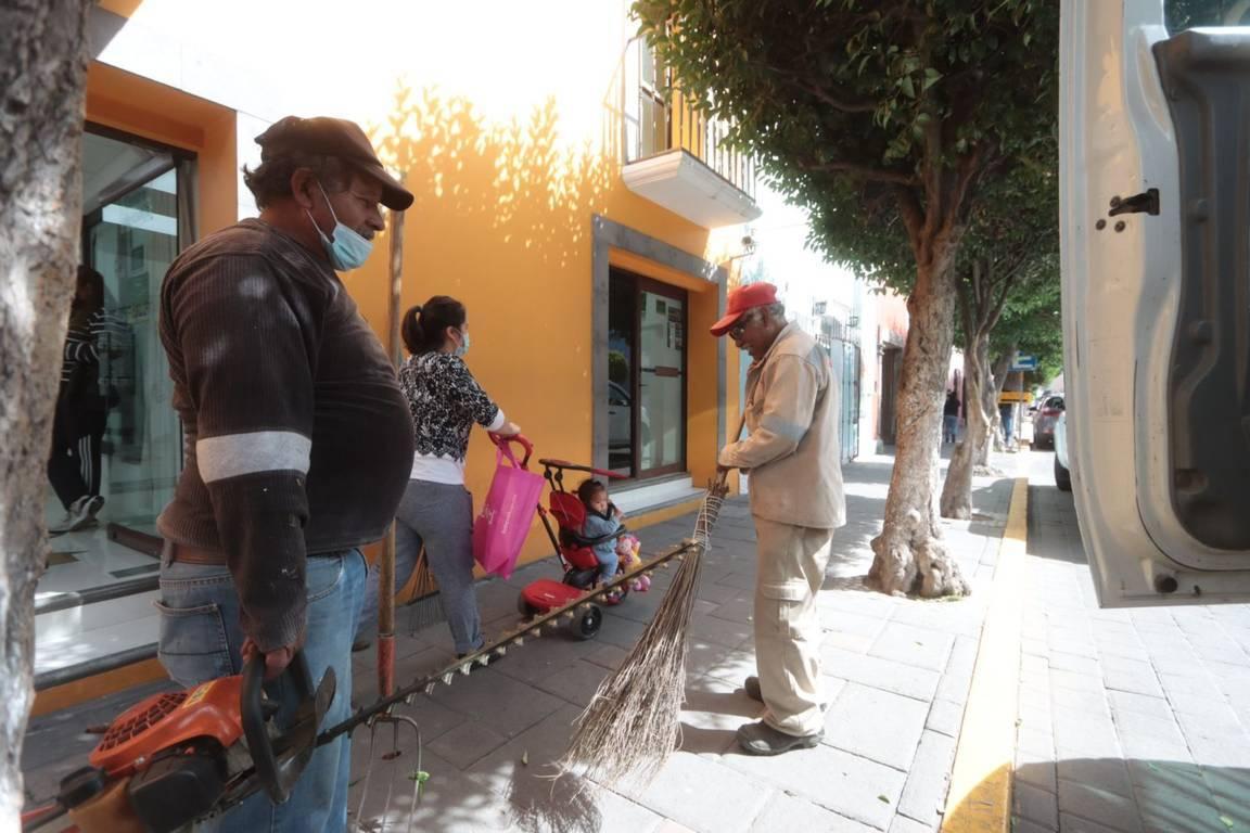 Realizan poda de árboles en el centro histórico de Tlaxcala 