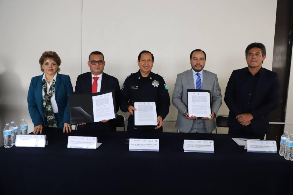 Firma SSC convenio con protección civil y ayuntamiento de Apizaco