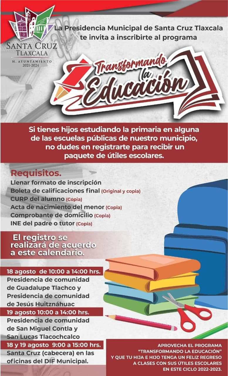 Apoyo de Paquete de Útiles Escolares, en Santa Cruz Tlaxcala 