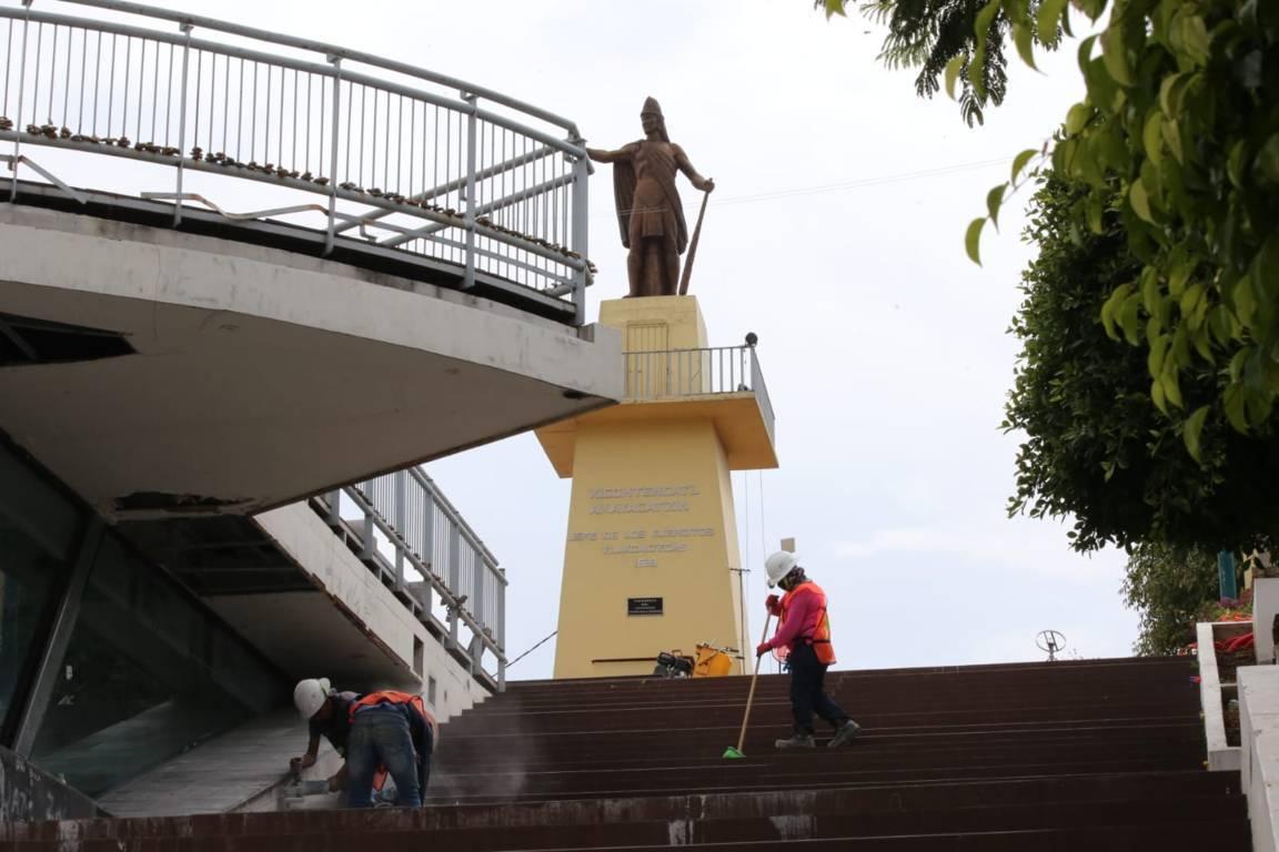 Continúa rehabilitación de las escalinatas de Tlaxcala