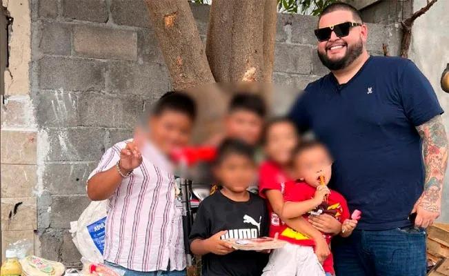 Presentador de TV obsequia a niños de Monterrey un kit para continuar con su carnita asada