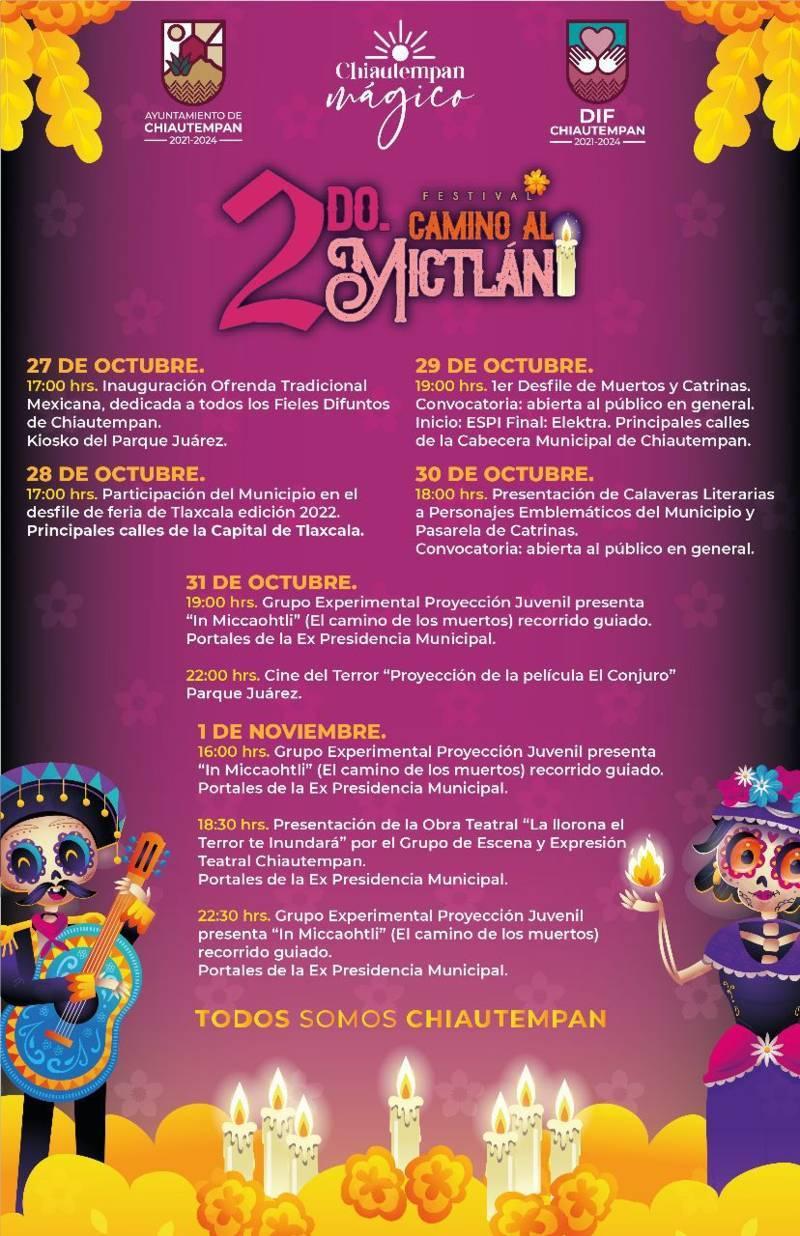 Presenta Chiautempan “2do. Festival Camino al Mictlan” y “Primer Desfile de Muertos y Catrinas” 