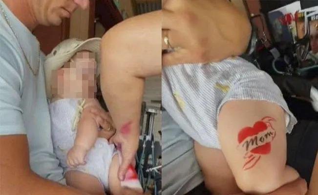 Crea polémica en redes sociales un padre que tatuó a su bebé