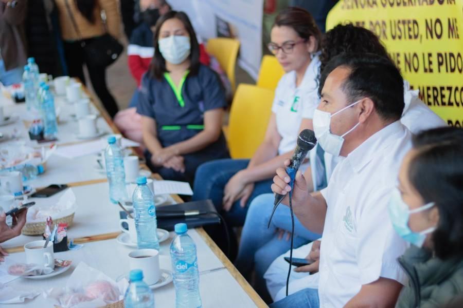 Conferencia de prensa de trabajadores de la salud de Tlaxcala 