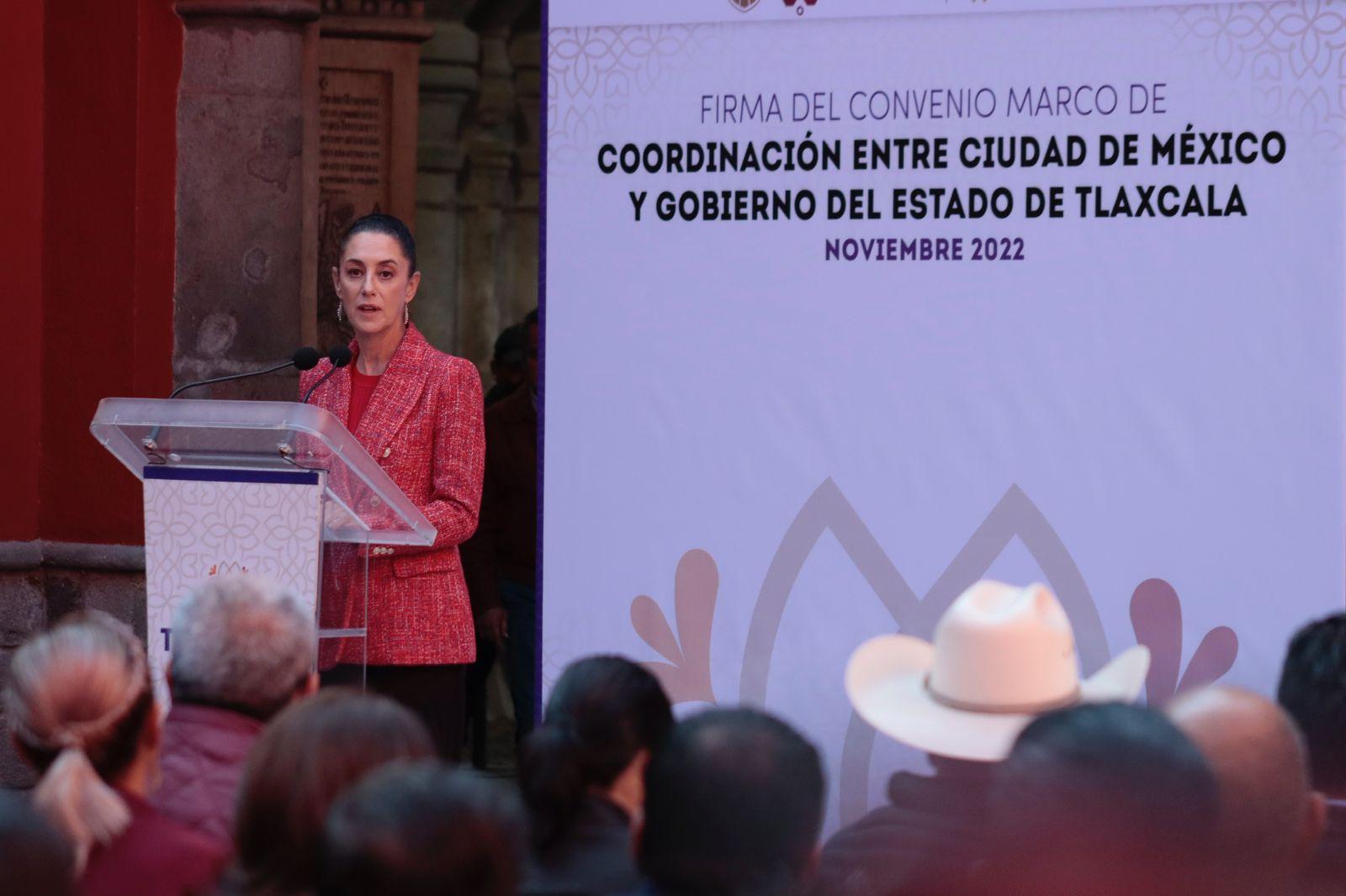 Claudia Sheinbaum firma convenio de coordinación con Tlaxcala 
