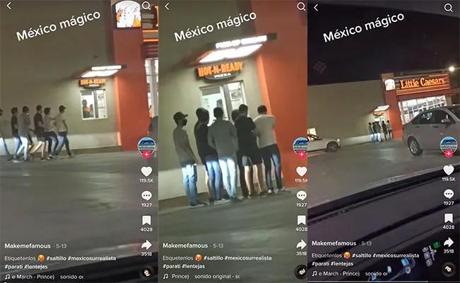 Coahuila: Jóvenes se disponen a comprar una pizza simulando ir en auto