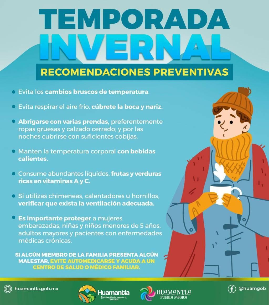 Emite Ayuntamiento de Huamantla recomendaciones preventivas ante temporada de fríos 
