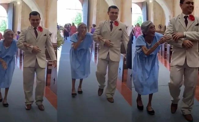 ¡Amor incondicional! Novio es entregado por su abuelita el dia de su boda