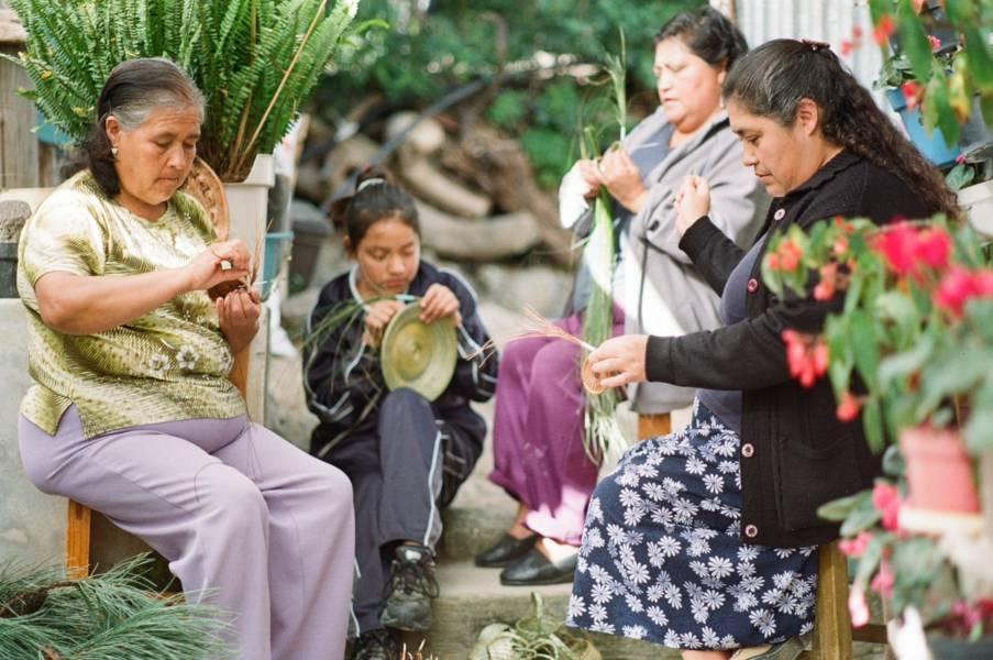 Pobladores del municipio de Atlangatepec, elaboran artesanías con hoja de pino