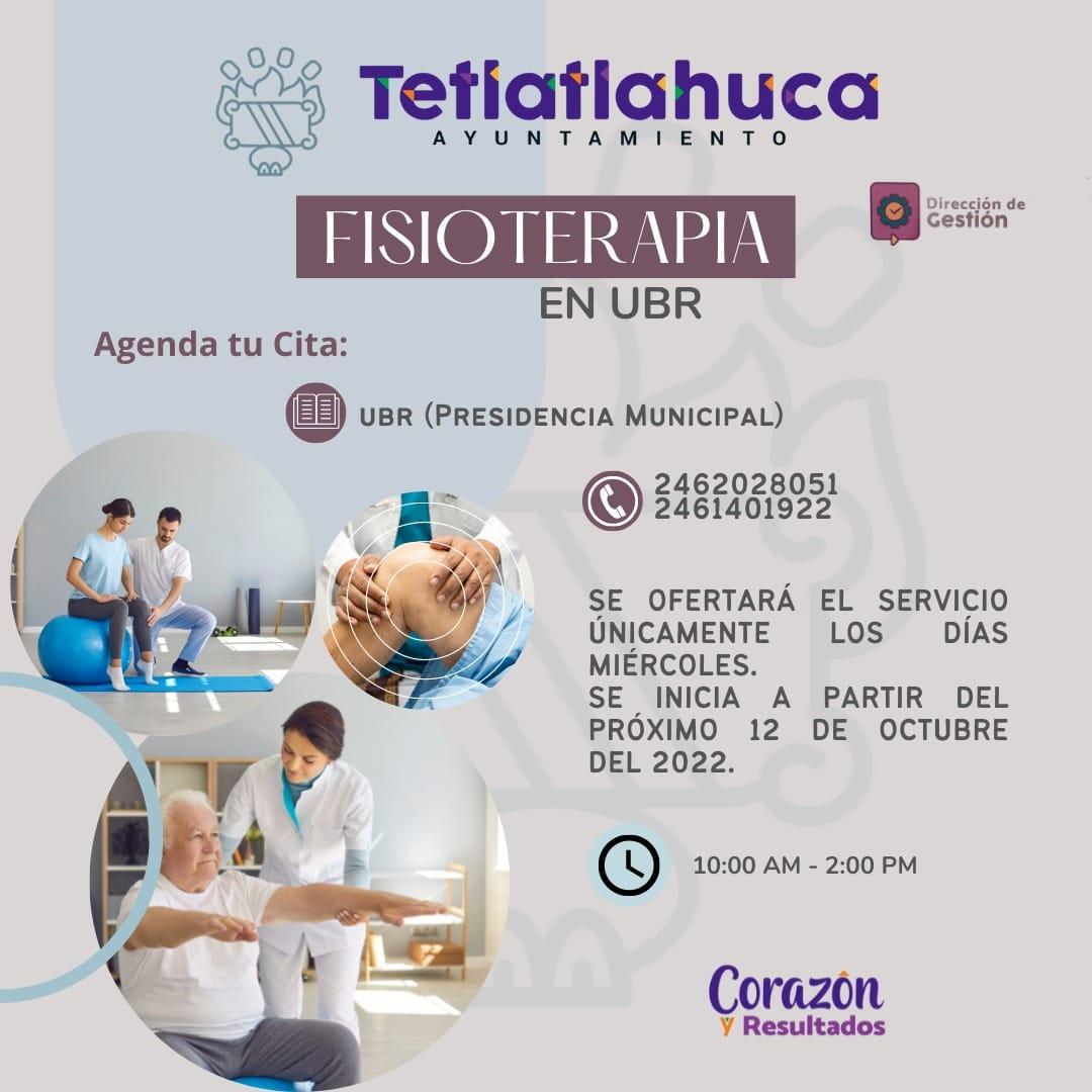 Ofertan sesiones de fisioterapia en la UBR de Tetlatlahuca 